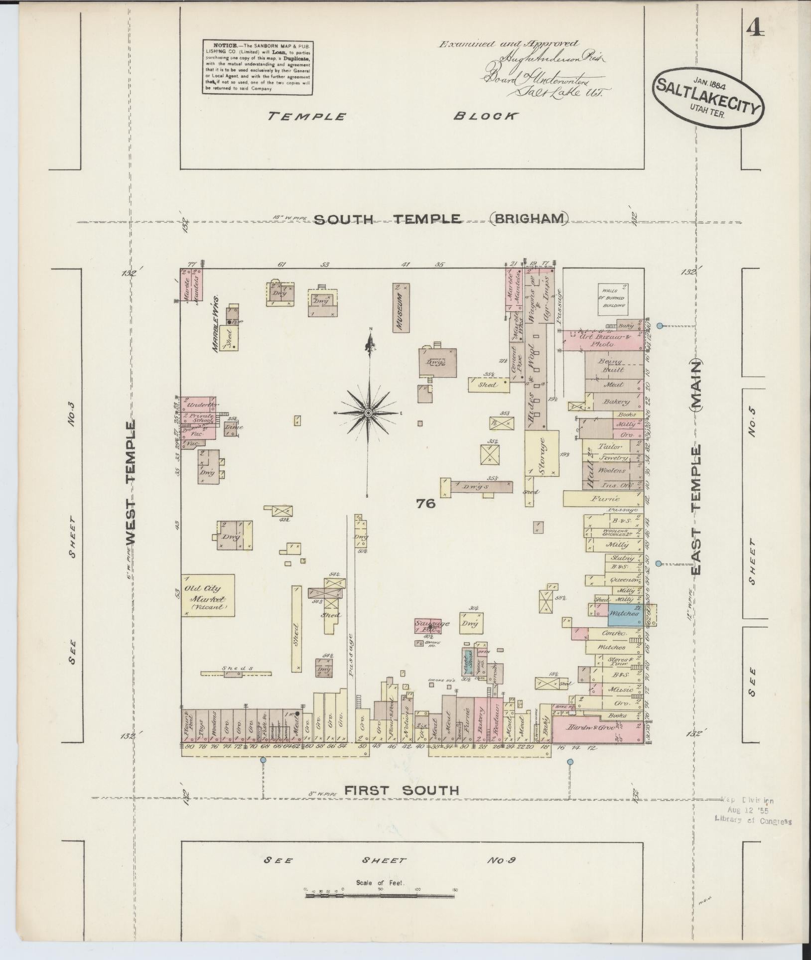Sanborn Fire Insurance Map from Salt Lake City, Salt Lake County, Utah (1884), Sheet #0004 - Complete Map Set gallery image, historic Sanborn map, vintage wall art, Utah Utah