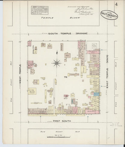 Sanborn Fire Insurance Map from Salt Lake City, Salt Lake County, Utah (1884), Sheet #0004 - Complete Map Set gallery image, historic Sanborn map, vintage wall art, Utah Utah