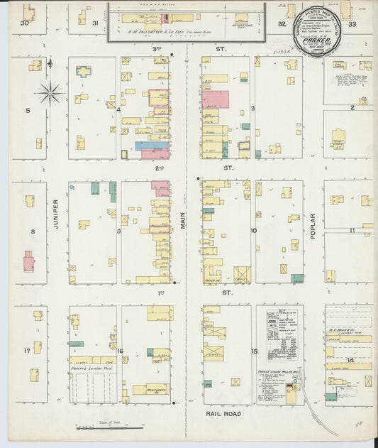 Sanborn Fire Insurance Map from Parker, Turner County, South Dakota (1892), Sheet #0001 - Historic Sanborn Fire Insurance Map Print, vintage old map wall art, antique decor, genealogy gift, South Dakota South Dakota map
