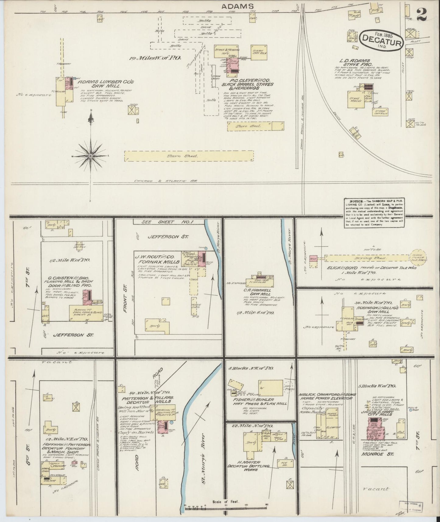 Sanborn Fire Insurance Map from Decatur, Adams County, Indiana (1885), Sheet #0002 - Complete Map Set gallery image, historic Sanborn map, vintage wall art, Indiana Indiana