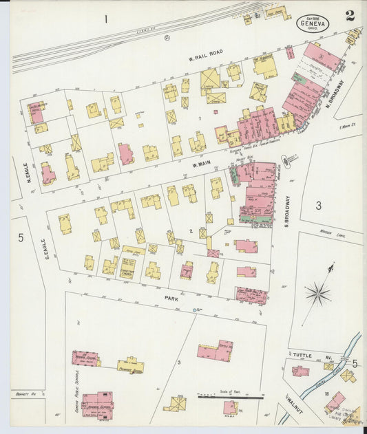 Sanborn Fire Insurance Map from Geneva, Ashtabula County, Ohio (1898), Sheet #0002 - Historic Sanborn Fire Insurance Map Print, vintage old map wall art, antique decor, genealogy gift, Ohio Ohio map