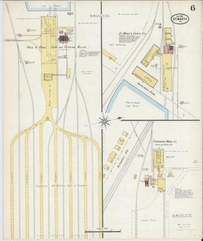 Sanborn Fire Insurance Map from Saint Marys, Elk County, Pennsylvania (1898), Sheet #0006 - Historic Sanborn Fire Insurance Map Print, vintage old map wall art, antique decor, genealogy gift, Pennsylvania Pennsylvania map
