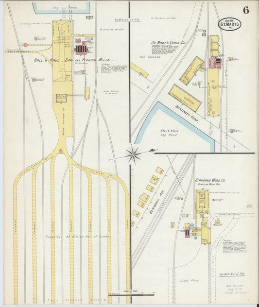 Sanborn Fire Insurance Map from Saint Marys, Elk County, Pennsylvania (1898), Sheet #0006 - Historic Sanborn Fire Insurance Map Print, vintage old map wall art, antique decor, genealogy gift, Pennsylvania Pennsylvania map