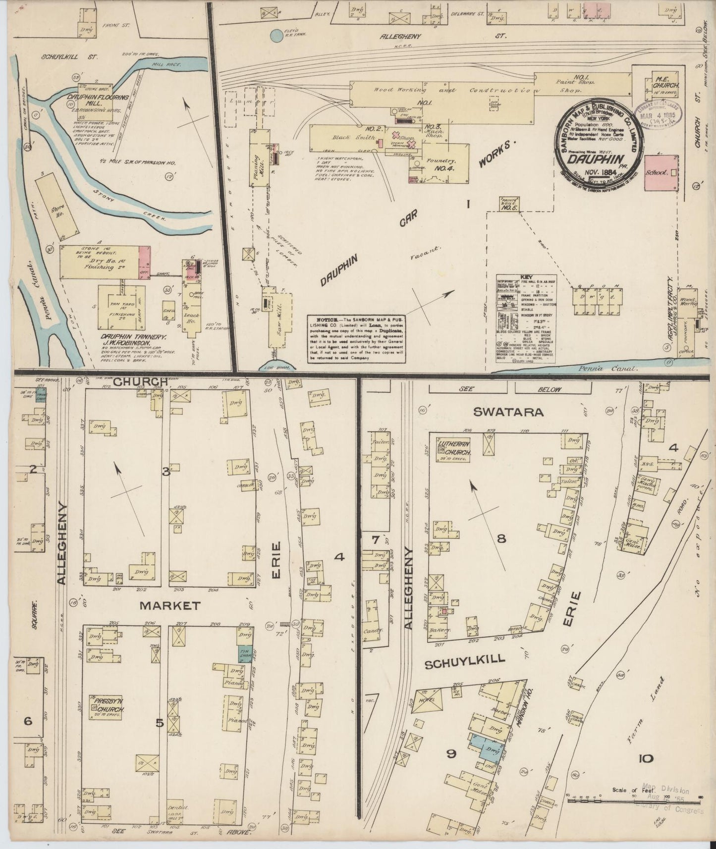Sanborn Fire Insurance Map from Dauphin, Dauphin County, Pennsylvania. (1884) – Historic Sanborn Fire Insurance Map Print