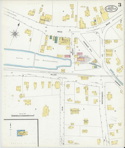Sanborn Fire Insurance Map from Lakeville, Litchfield County, Connecticut (1909), Sheet #0003 - Complete Map Set gallery image, historic Sanborn map, vintage wall art, Connecticut Connecticut