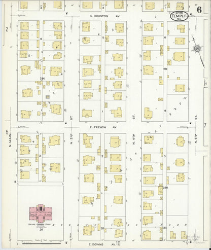 Sanborn Fire Insurance Map from Temple, Bell County, Texas (1915), Sheet #0006 - Complete Map Set gallery image, historic Sanborn map, vintage wall art, Texas Texas