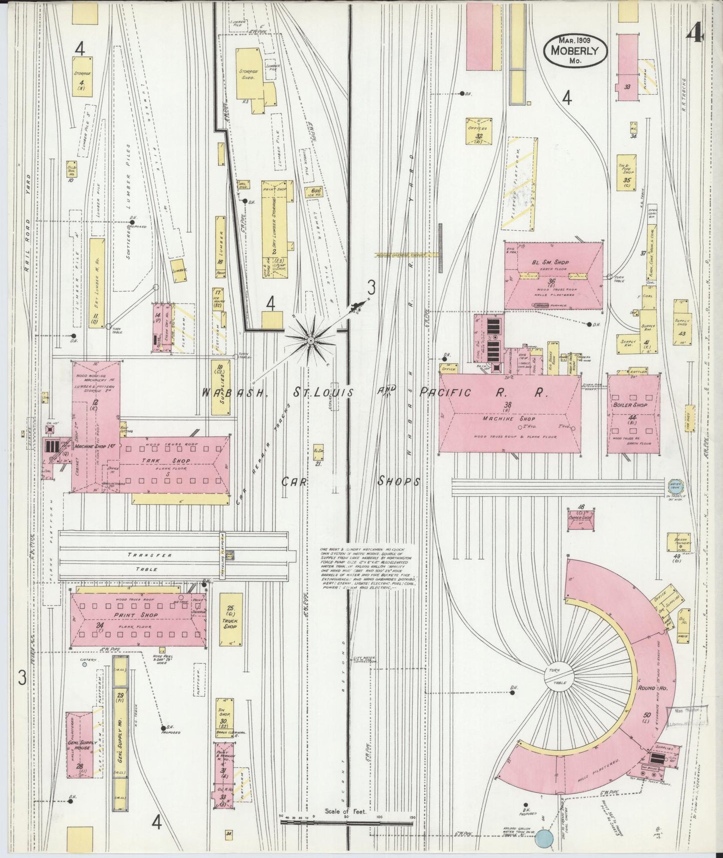 Sanborn Fire Insurance Map from Moberly, Randolph County, Missouri (1909), Sheet #0004 - Complete Map Set gallery image, historic Sanborn map, vintage wall art, Missouri Missouri