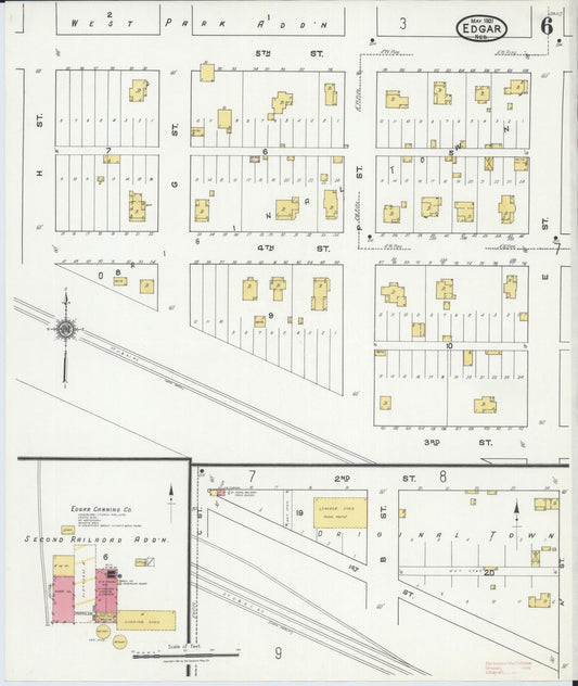 Sanborn Fire Insurance Map from Edgar, Clay County, Nebraska (1921), Sheet #0006 - Historic Sanborn Fire Insurance Map Print, vintage old map wall art, antique decor, genealogy gift, Nebraska Nebraska map