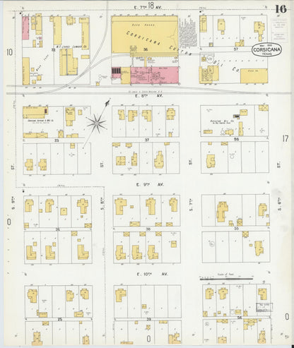 Sanborn Fire Insurance Map from Corsicana, Navarro County, Texas (1900), Sheet #0016 - Complete Map Set gallery image, historic Sanborn map, vintage wall art, Texas Texas