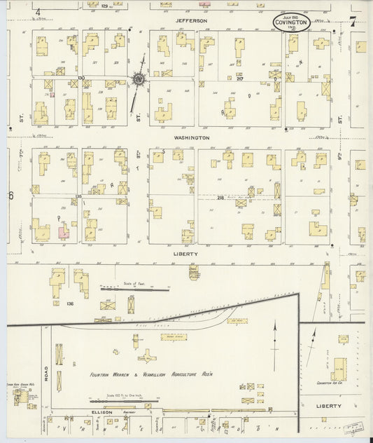 Sanborn Fire Insurance Map from Covington, Fountain County, Indiana (1910), Sheet #0007 - Historic Sanborn Fire Insurance Map Print, vintage old map wall art, antique decor, genealogy gift, Indiana Indiana map