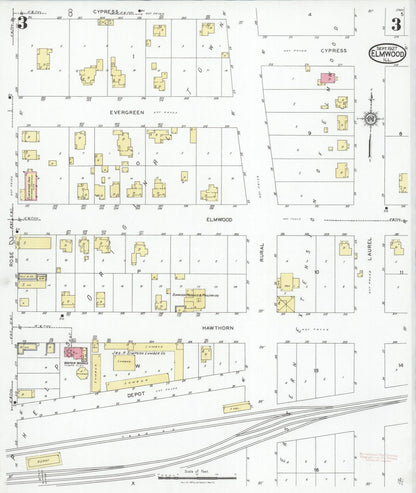 Sanborn Fire Insurance Map from Elmwood, Peoria County, Illinois (1927), Sheet #0003 - Historic Sanborn Fire Insurance Map Print, vintage old map wall art, antique decor, genealogy gift, Illinois Illinois map