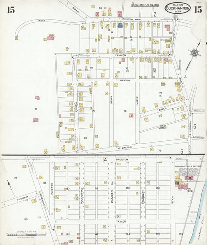 Sanborn Fire Insurance Map from Buckhannon, Upshur County, West Virginia (1923), Sheet #0015 - Complete Map Set gallery image, historic Sanborn map, vintage wall art, West Virginia West Virginia