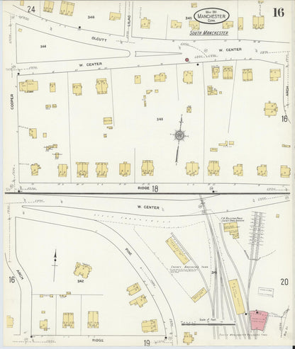 Sanborn Fire Insurance Map from Manchester, Hartford County, Connecticut (1911), Sheet #0016 - Complete Map Set gallery image, historic Sanborn map, vintage wall art, Connecticut Connecticut