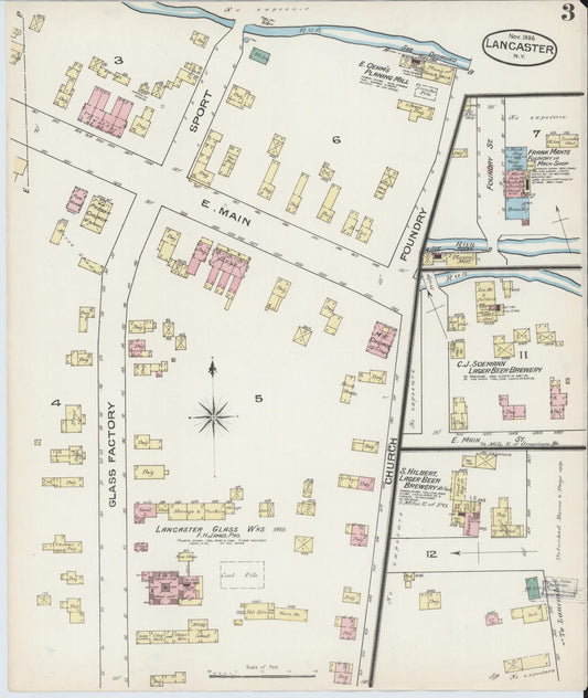Sanborn Fire Insurance Map from Lancaster, Erie County, New York (1885), Sheet #0003 - Historic Sanborn Fire Insurance Map Print, vintage old map wall art, antique decor, genealogy gift, New York New York map