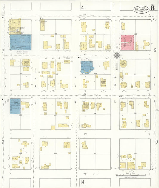 Sanborn Fire Insurance Map from Tillamook, Tillamook County, Oregon (1921), Sheet #0008 - Historic Sanborn Fire Insurance Map Print, vintage old map wall art, antique decor, genealogy gift, Oregon Oregon map