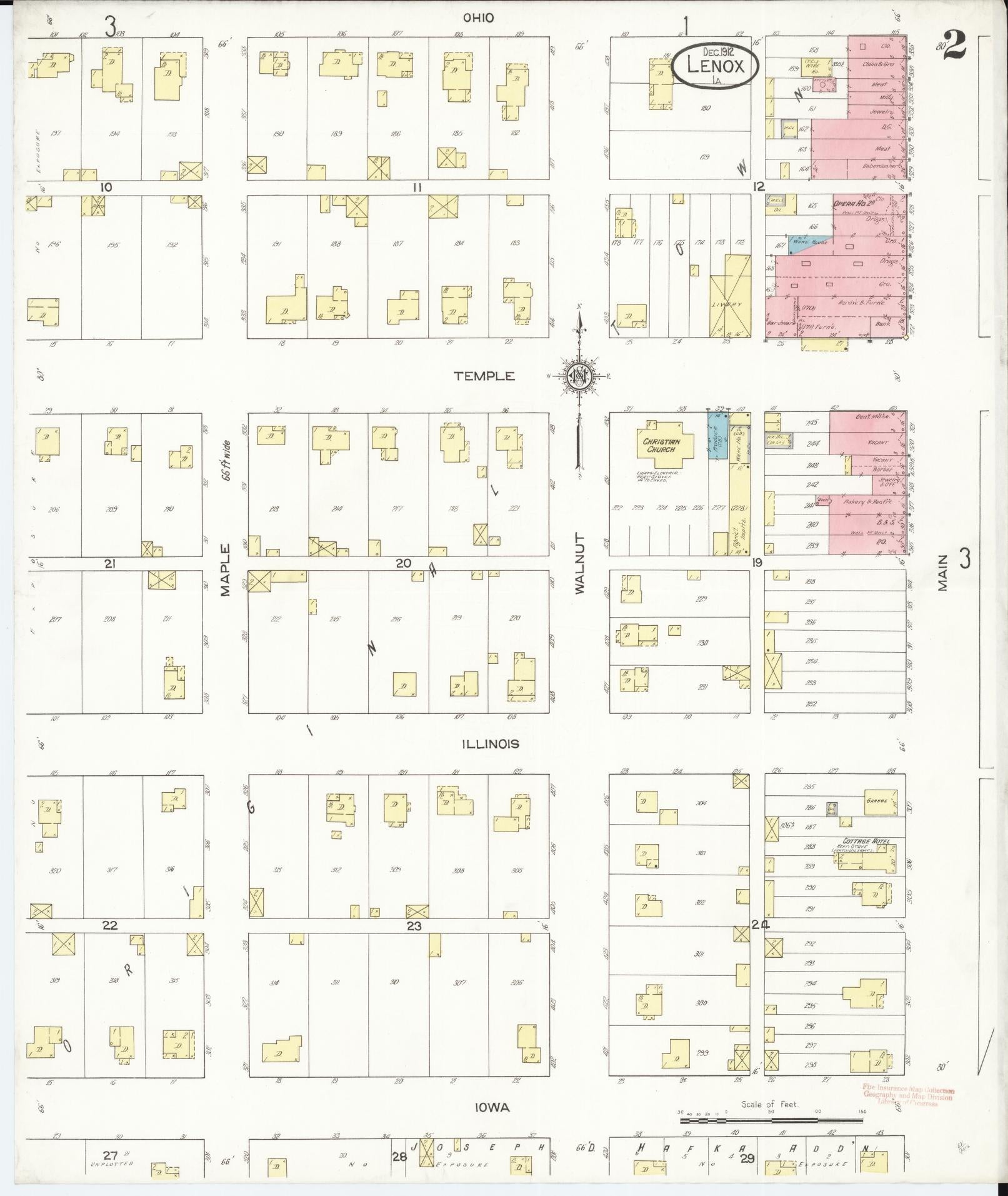Sanborn Fire Insurance Map from Lenox, Taylor County, Iowa (1912), Sheet #0002 - Historic Sanborn Fire Insurance Map Print, vintage old map wall art