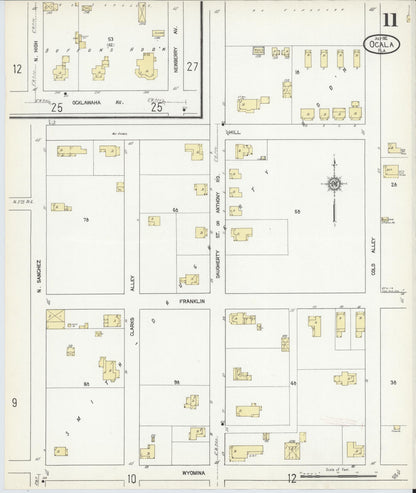 Sanborn Fire Insurance Map from Ocala, Marion County, Florida (1912), Sheet #0011 - Complete Map Set gallery image, historic Sanborn map, vintage wall art, Florida Florida