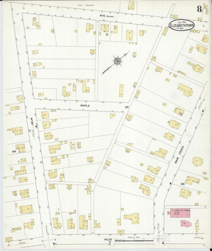 Sanborn Fire Insurance Map from Elizabethtown, Hardin County, Kentucky (1912), Sheet #0008 - Complete Map Set gallery image, historic Sanborn map, vintage wall art, Kentucky Kentucky