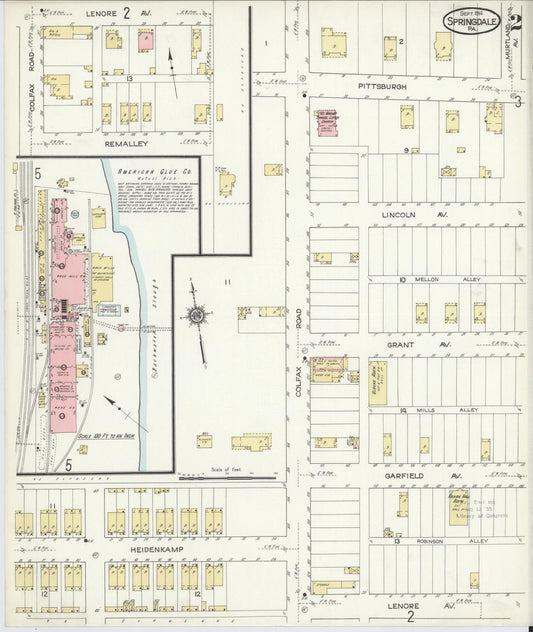 Sanborn Fire Insurance Map from Springdale, Allegheny County, Pennsylvania (1914), Sheet #0002 - Historic Sanborn Fire Insurance Map Print, vintage old map wall art, antique decor, genealogy gift, Pennsylvania Pennsylvania map