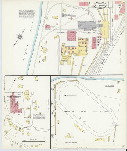 Sanborn Fire Insurance Map from Kittanning, Armstrong County, Pennsylvania (1913), Sheet #0007 - Historic Sanborn Fire Insurance Map Print, vintage old map wall art, antique decor, genealogy gift, Pennsylvania Pennsylvania map
