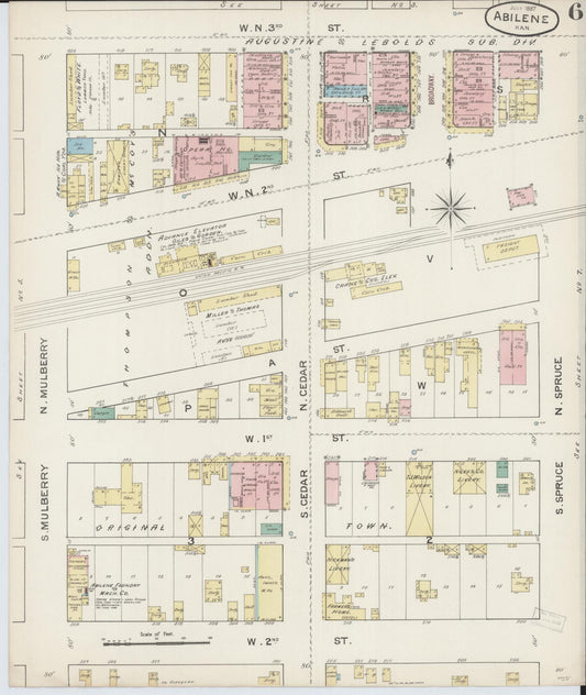 Sanborn Fire Insurance Map from Abilene, Dickinson County, Kansas (1887), Sheet #0006 - Historic Sanborn Fire Insurance Map Print, vintage old map wall art, antique decor, genealogy gift, Kansas Kansas map
