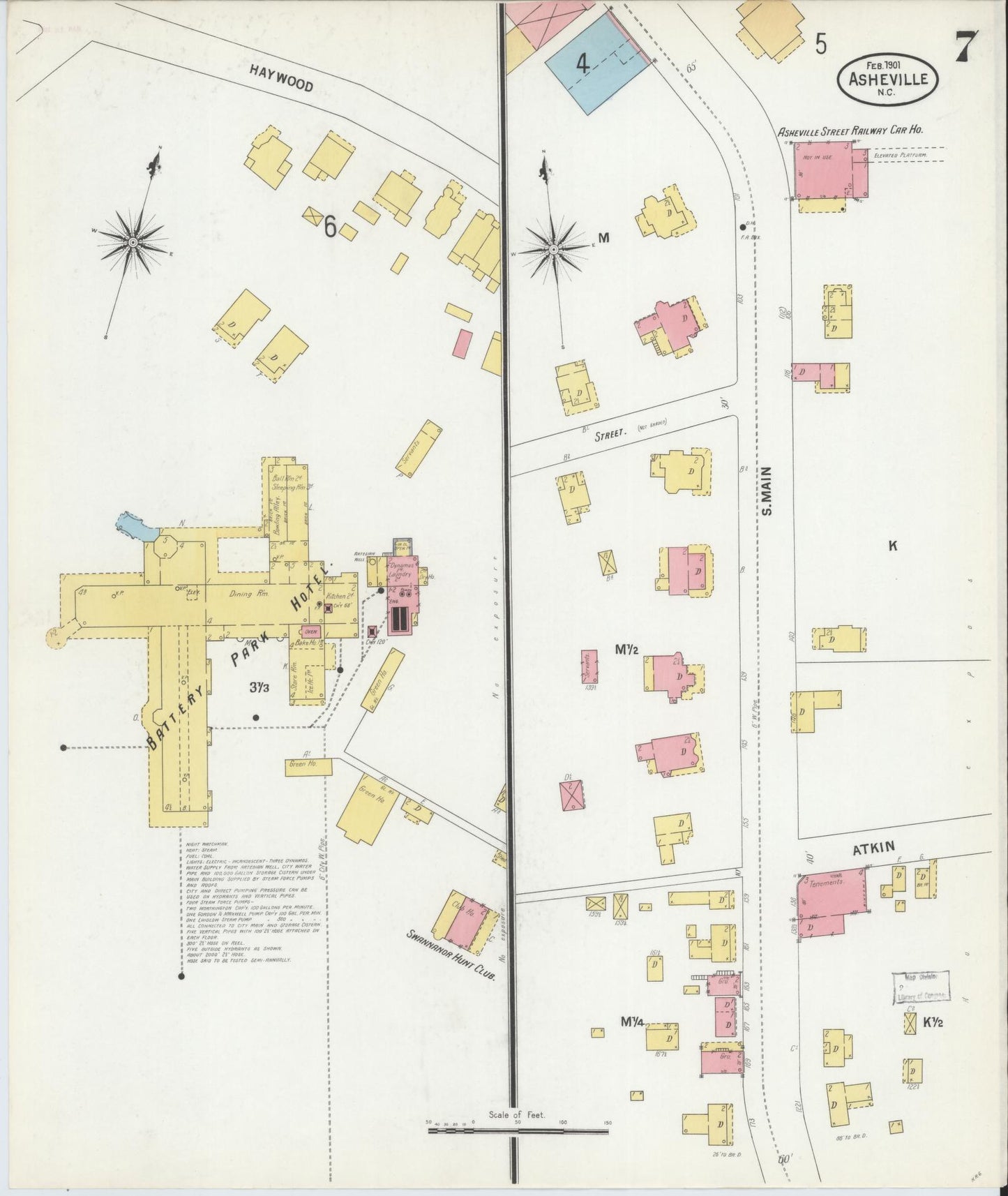 Sanborn Fire Insurance Map from Asheville, Buncombe County, North Carolina (1901), Sheet #0007 - Complete Map Set gallery image, historic Sanborn map, vintage wall art, North Carolina North Carolina
