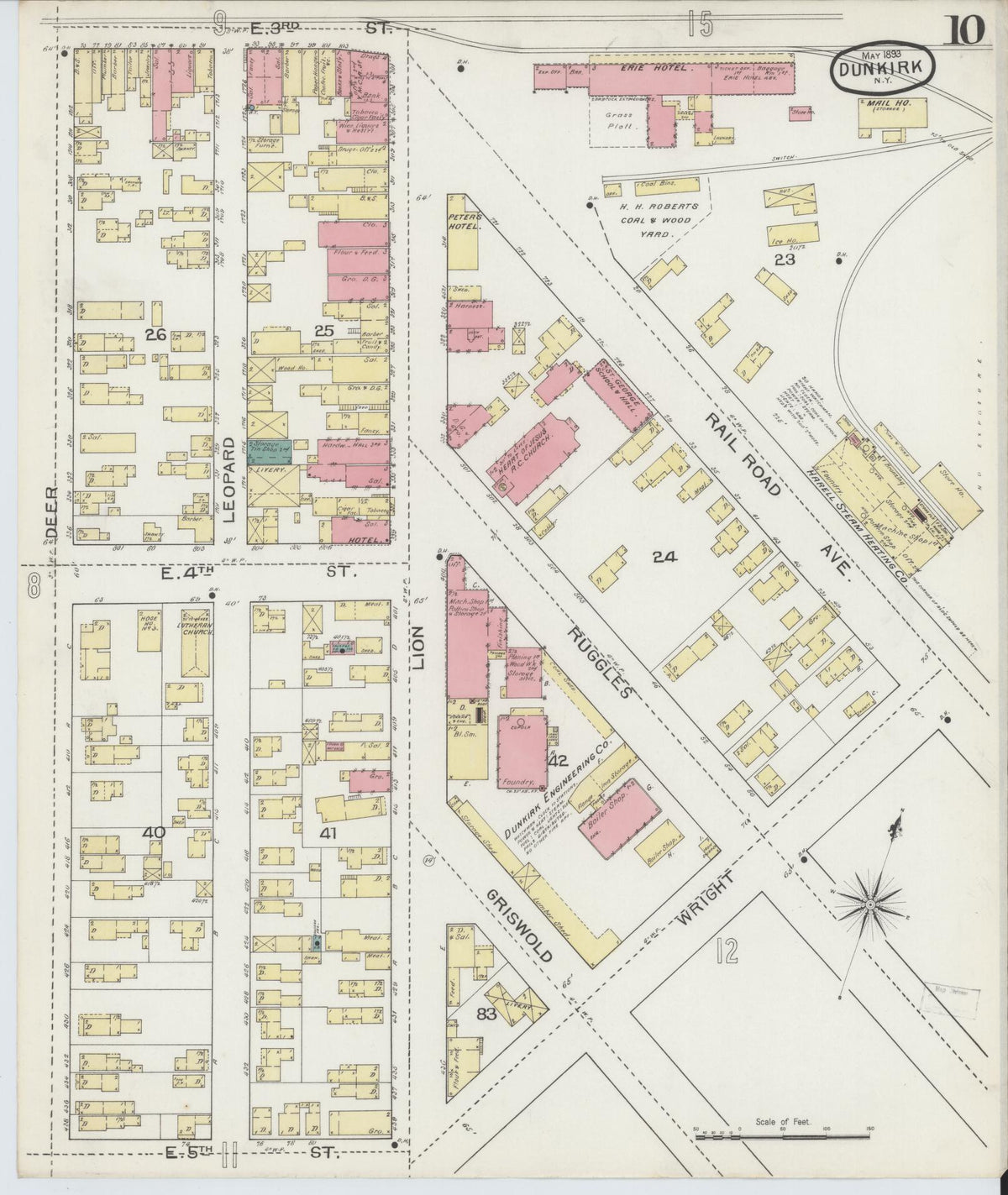Sanborn Fire Insurance Map from Dunkirk, Chautauqua County, New York (1893), Sheet #0010 - Complete Map Set gallery image, historic Sanborn map, vintage wall art, New York New York