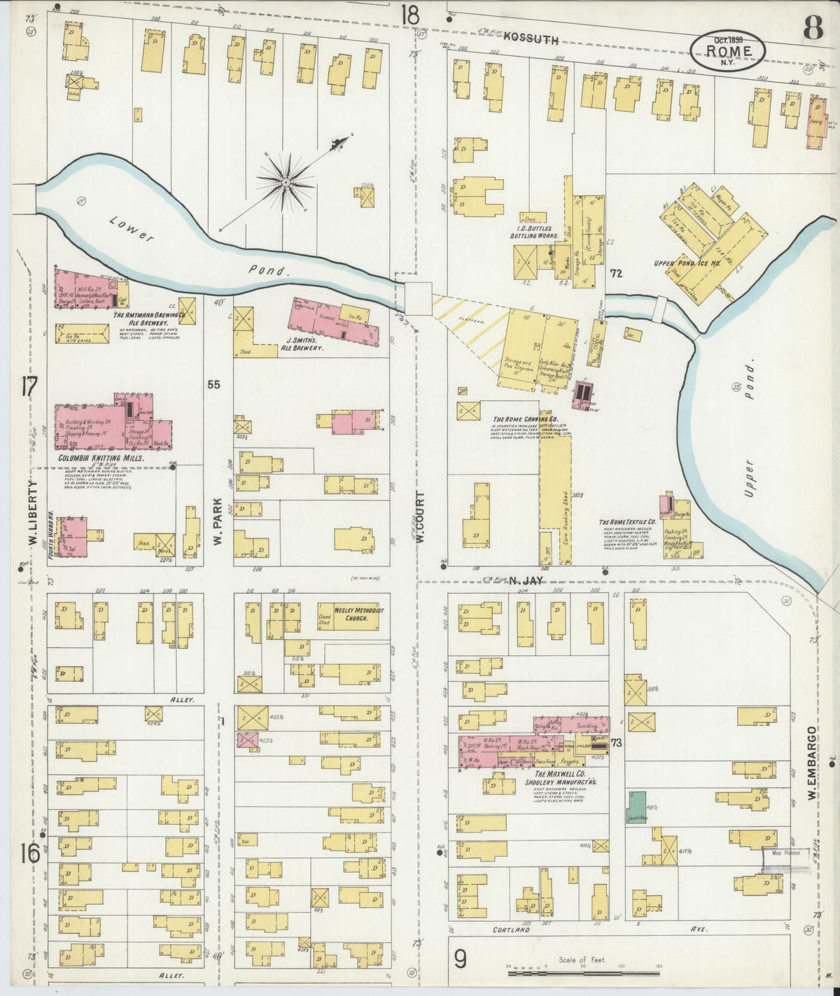 Sanborn Fire Insurance Map from Rome, Oneida County, New York (1899), Sheet #0008 - Complete Map Set gallery image, historic Sanborn map, vintage wall art, New York New York