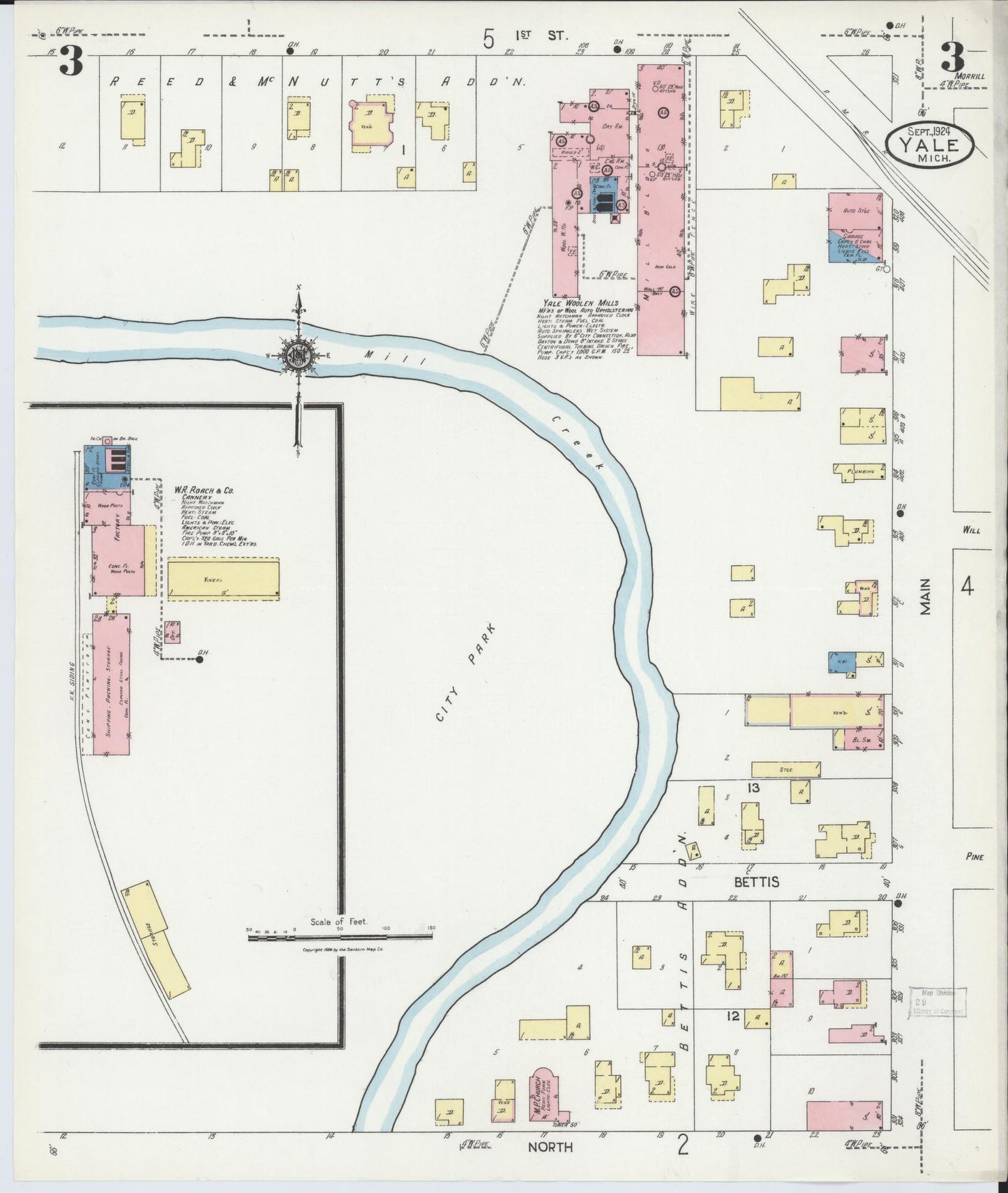 Sanborn Fire Insurance Map from Yale, Saint Clair County, Michigan (1924), Sheet #0003 - Historic Sanborn Fire Insurance Map Print, vintage old map wall art, antique decor, genealogy gift, Michigan Michigan map