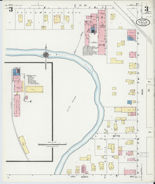 Sanborn Fire Insurance Map from Yale, Saint Clair County, Michigan (1924), Sheet #0003 - Historic Sanborn Fire Insurance Map Print, vintage old map wall art, antique decor, genealogy gift, Michigan Michigan map