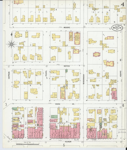 Sanborn Fire Insurance Map from Berlin, Green Lake County, Wisconsin (1900), Sheet #0004 - Historic Sanborn Fire Insurance Map Print, vintage old map wall art, antique decor, genealogy gift, Wisconsin Wisconsin map