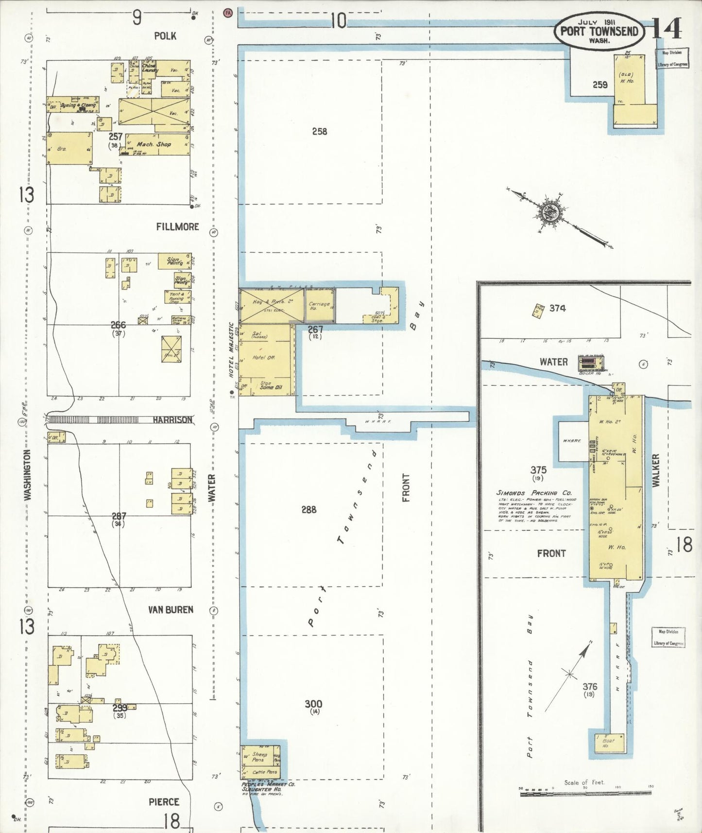 Sanborn Fire Insurance Map from Port Townsend, Jefferson County, Washington (1911), Sheet #0014 - Complete Map Set gallery image, historic Sanborn map, vintage wall art, Washington Washington