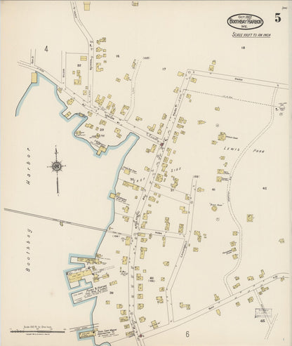 Sanborn Fire Insurance Map from Boothbay Harbor, Lincoln County, Maine (1922), Sheet #0005 - Complete Map Set gallery image, historic Sanborn map, vintage wall art, Maine Maine