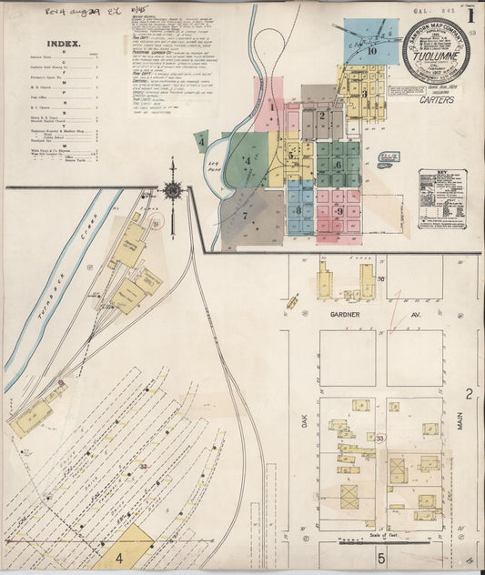 Sanborn Fire Insurance Map from Tuolumne, Tuolumne County, California (1929), Sheet #0001 - Complete Map Set gallery image, historic Sanborn map, vintage wall art, California California