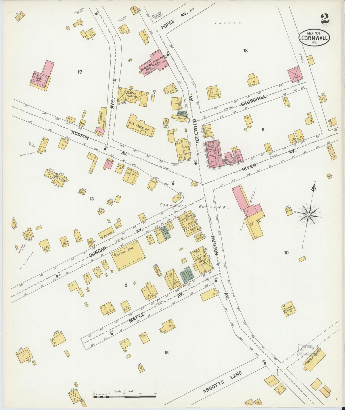 Sanborn Fire Insurance Map from Cornwall, Orange County, New York (1900), Sheet #0002 - Complete Map Set gallery image, historic Sanborn map, vintage wall art, New York New York