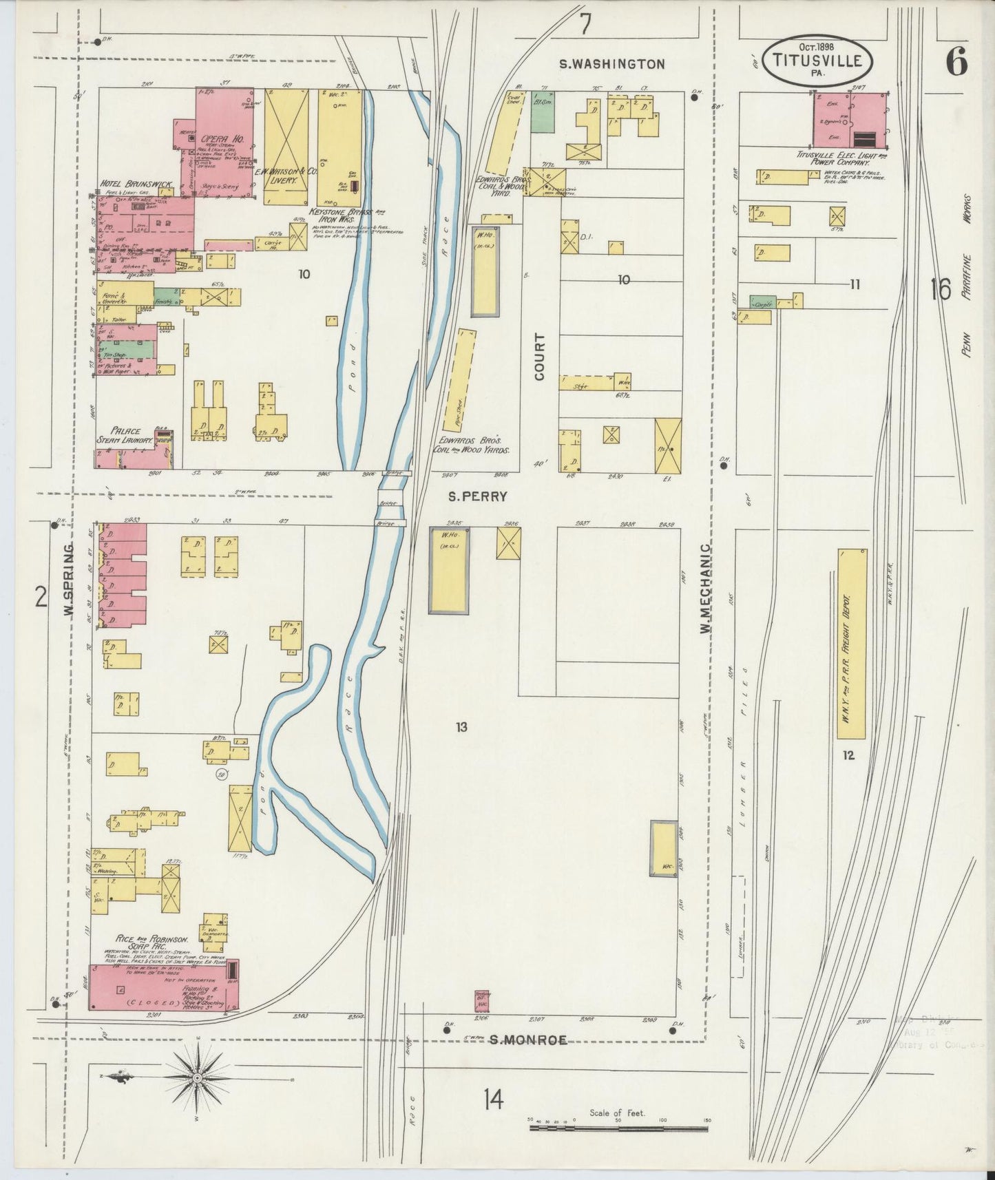 Sanborn Fire Insurance Map from Titusville, Crawford County, Pennsylvania (1898), Sheet #0006 - Complete Map Set gallery image, historic Sanborn map, vintage wall art, Pennsylvania Pennsylvania