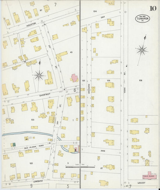 Sanborn Fire Insurance Map from Towanda, Bradford County, Pennsylvania (1903), Sheet #0010 - Historic Sanborn Fire Insurance Map Print, vintage old map wall art, antique decor, genealogy gift, Pennsylvania Pennsylvania map