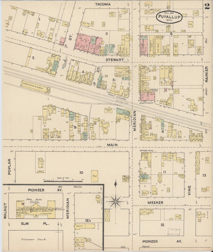 Sanborn Fire Insurance Map from Puyallup, Pierce County, Washington (1890), Sheet #0002 - Complete Map Set gallery image, historic Sanborn map, vintage wall art, Washington Washington