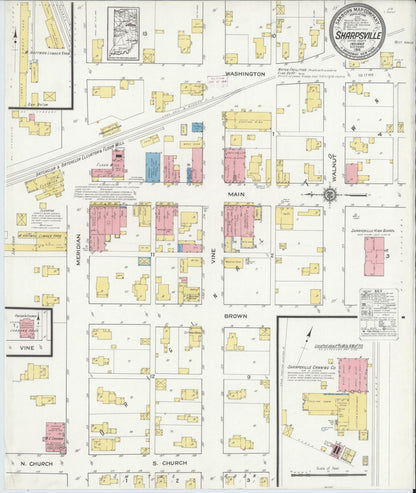 Sanborn Fire Insurance Map from Sharpsville, Tipton County, Indiana (1915), Sheet #0001 - Historic Sanborn Fire Insurance Map Print, vintage old map wall art, antique decor, genealogy gift, Indiana Indiana map