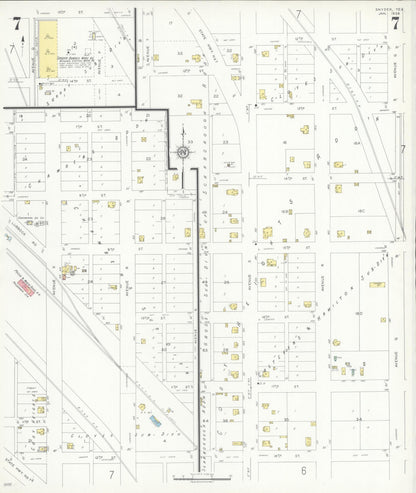 Sanborn Fire Insurance Map from Snyder, Scurry County, Texas (1936), Sheet #0007 - Historic Sanborn Fire Insurance Map Print, vintage old map wall art, antique decor, genealogy gift, Texas Texas map