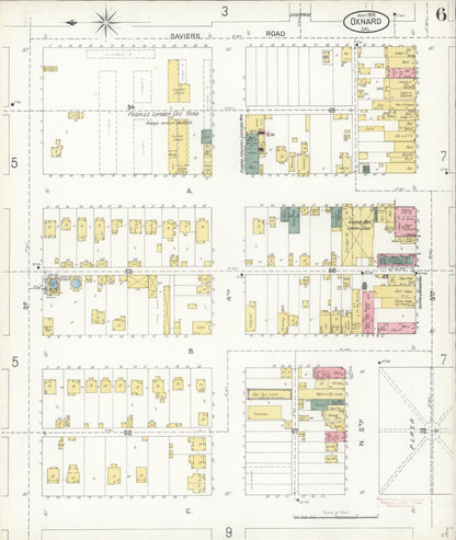 Sanborn Fire Insurance Map from Oxnard, Ventura County, California (1903), Sheet #0006 - Complete Map Set gallery image, historic Sanborn map, vintage wall art, California California