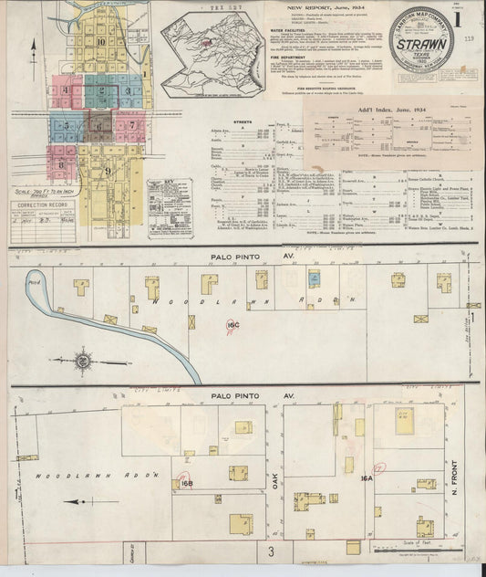 Sanborn Fire Insurance Map from Strawn, Palo Pinto County, Texas (1944), Sheet #0001 - Historic Sanborn Fire Insurance Map Print, vintage old map wall art, antique decor, genealogy gift, Texas Texas map