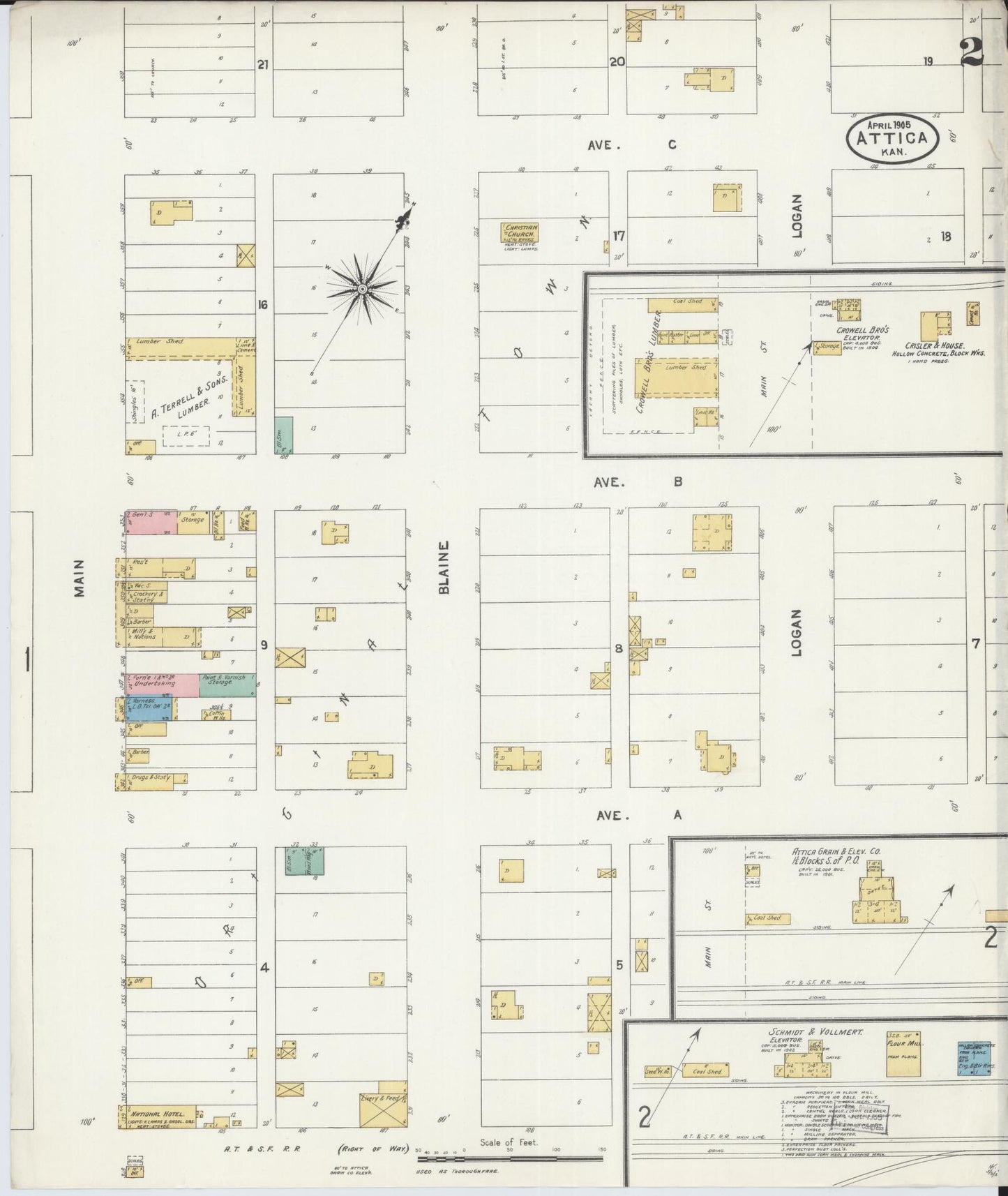 Sanborn Fire Insurance Map from Attica, Harper County, Kansas (1905), Sheet #0002 - Complete Map Set gallery image, historic Sanborn map, vintage wall art, Kansas Kansas