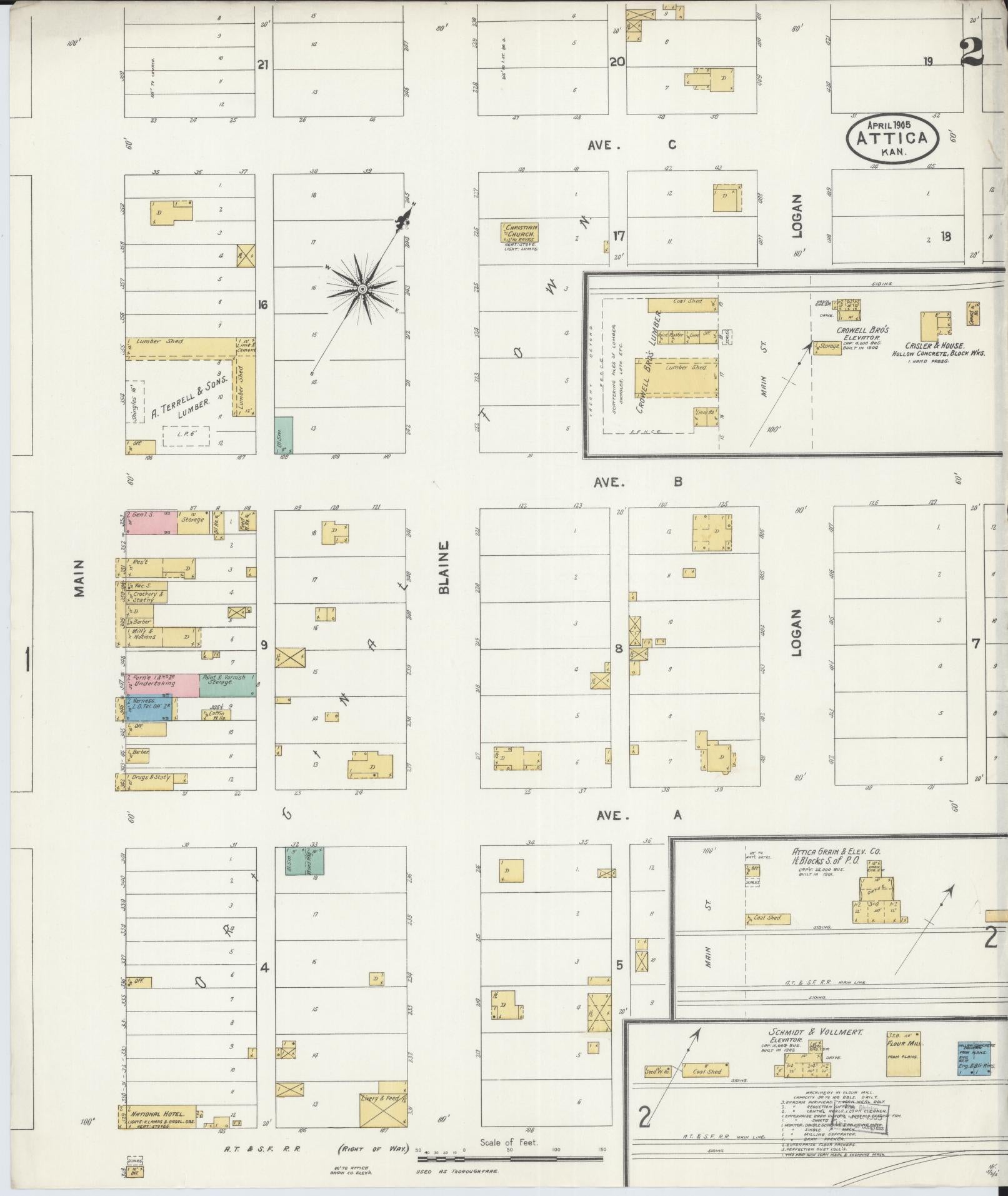 Sanborn Fire Insurance Map from Attica, Harper County, Kansas (1905), Sheet #0002 - Complete Map Set gallery image, historic Sanborn map, vintage wall art, Kansas Kansas