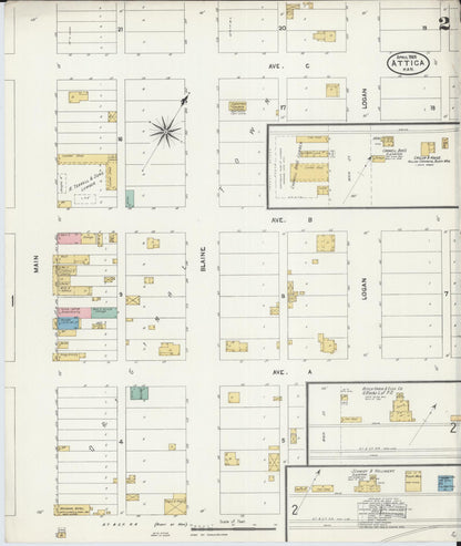 Sanborn Fire Insurance Map from Attica, Harper County, Kansas (1905), Sheet #0002 - Complete Map Set gallery image, historic Sanborn map, vintage wall art, Kansas Kansas