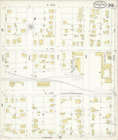 Sanborn Fire Insurance Map from Pendleton, Umatilla County, Oregon (1903), Sheet #0010 - Complete Map Set gallery image, historic Sanborn map, vintage wall art, Oregon Oregon