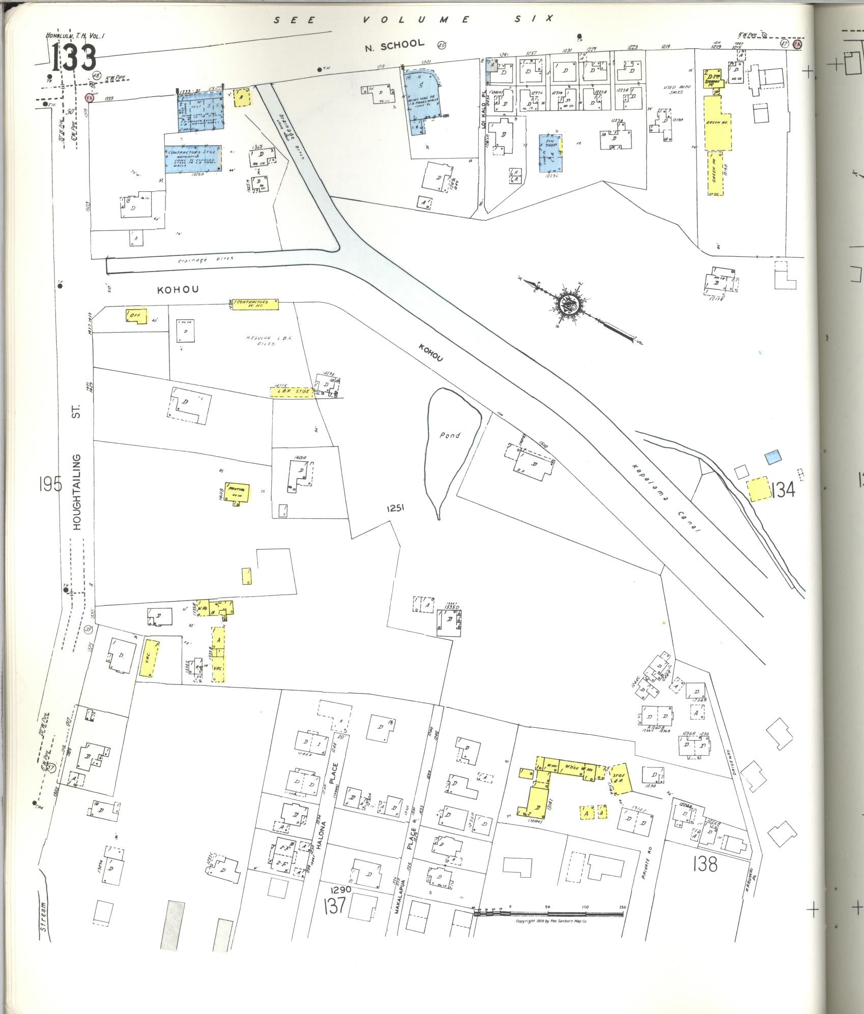 Sanborn Fire Insurance Map from Honolulu, Oahu County, Hawaii (1955), Sheet #0133 - Historic Sanborn Fire Insurance Map Print
