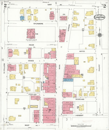 Sanborn Fire Insurance Map from Cedartown, Polk County, Georgia (1923), Sheet #0002 - Complete Map Set gallery image, historic Sanborn map, vintage wall art, Georgia Georgia