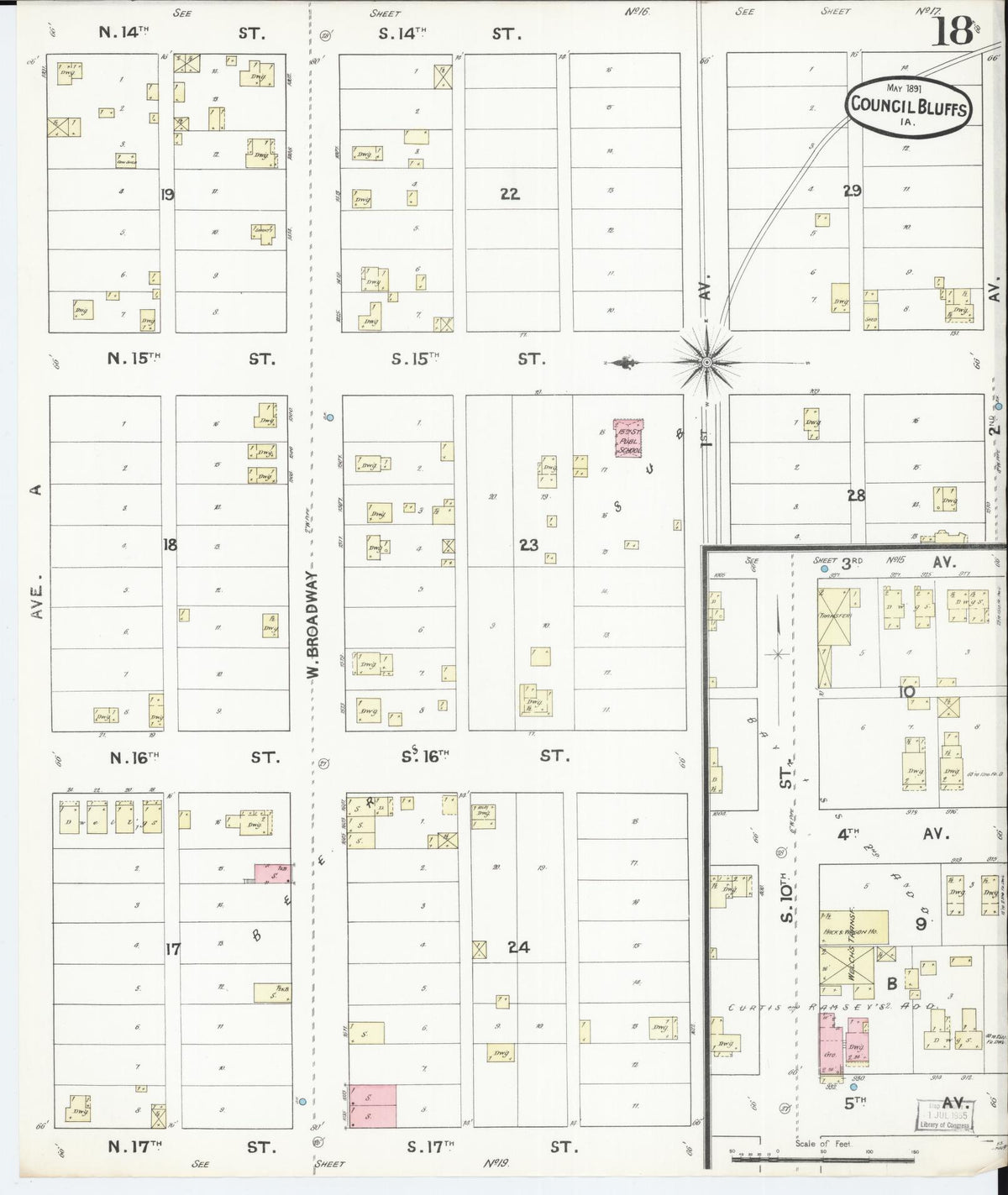 Sanborn Fire Insurance Map from Council Bluffs, Pottawattamie County, Iowa (1891), Sheet #0018 - Historic Sanborn Fire Insurance Map Print