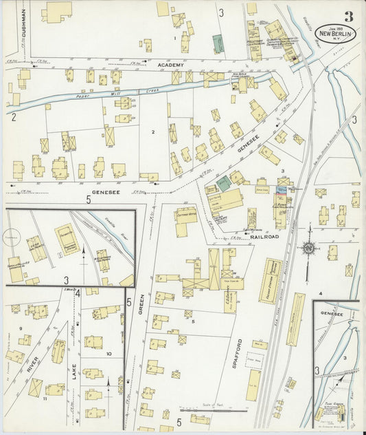Sanborn Fire Insurance Map from New Berlin, Chenango County, New York (1910), Sheet #0003 - Historic Sanborn Fire Insurance Map Print, vintage old map wall art, antique decor, genealogy gift, New York New York map